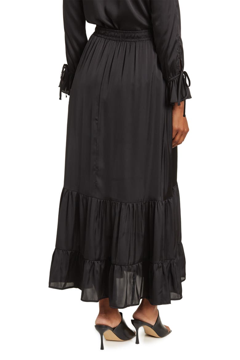 Water World Ruffle Hem Maxi Skirt, Alternate, color, BLACK