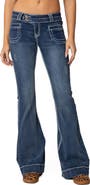 EDIKTED Contrast Topstitch Flare Jeans