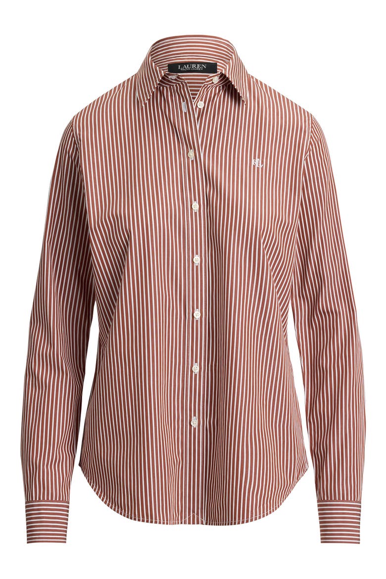 Classic Fit Stripe Cotton Broadcloth Button-Up Shirt, Alternate, color, RED TERRACOTTA/ WHITE