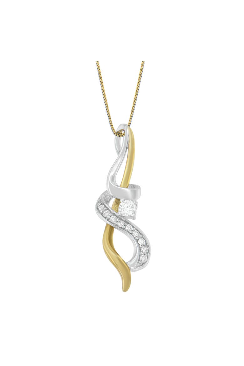 Espira 10K Two-tone Gold 1/5 cttw Diamond Intertwined Swirl Pendant Necklace, Main, color, Yellow