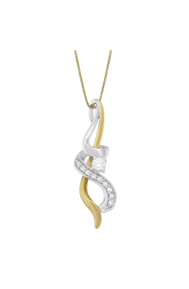 Haus of Brilliance Espira 10K Two-tone Gold 1/5 cttw Diamond Intertwined Swirl Pendant Necklace, Main, color, Yellow