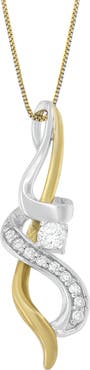 Haus of Brilliance Espira 10K Two-tone Gold 1/5 cttw Diamond Intertwined Swirl Pendant Necklace