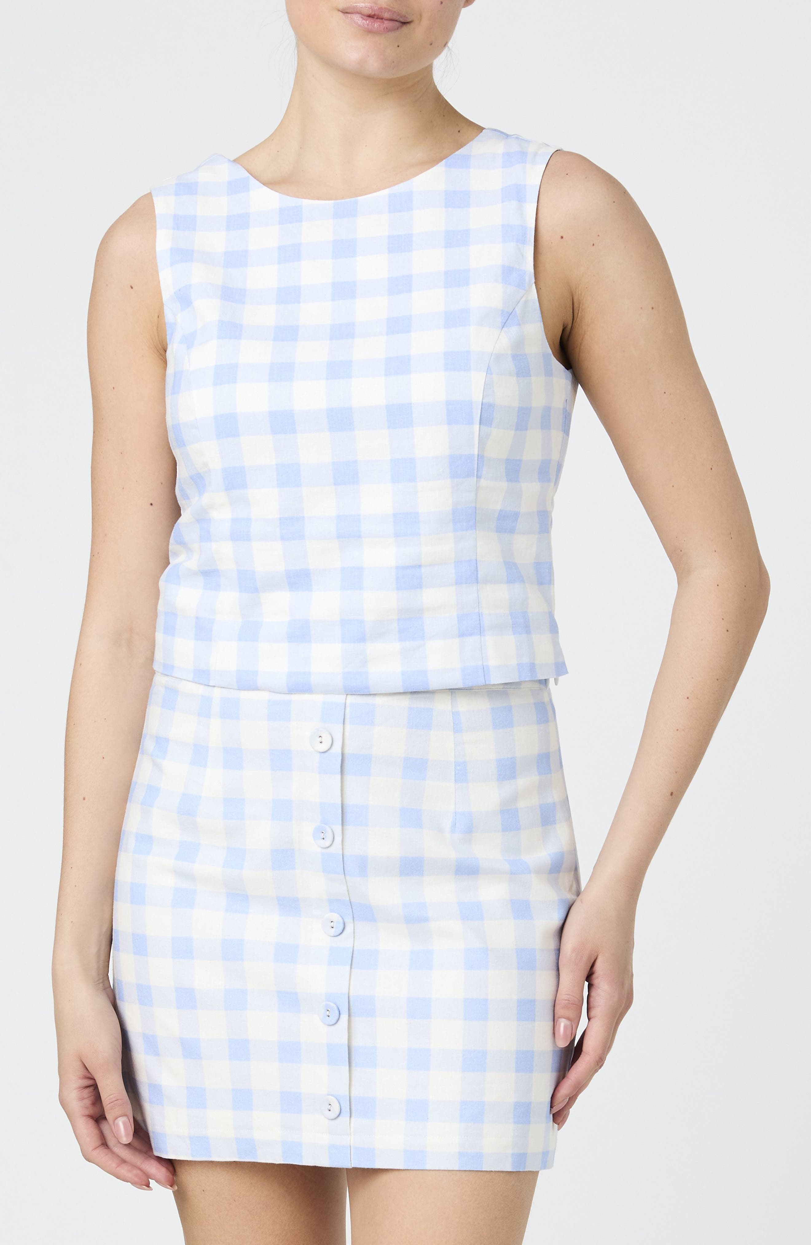 French Connection Gingham Check Sleeveless Top