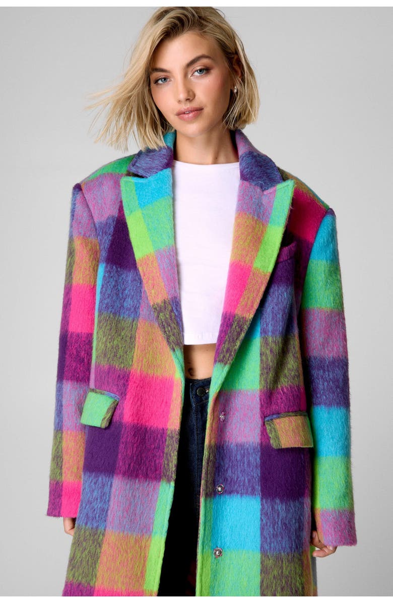 NASTY GAL Multi Check Tailored Coat, Alternate, color, Multi