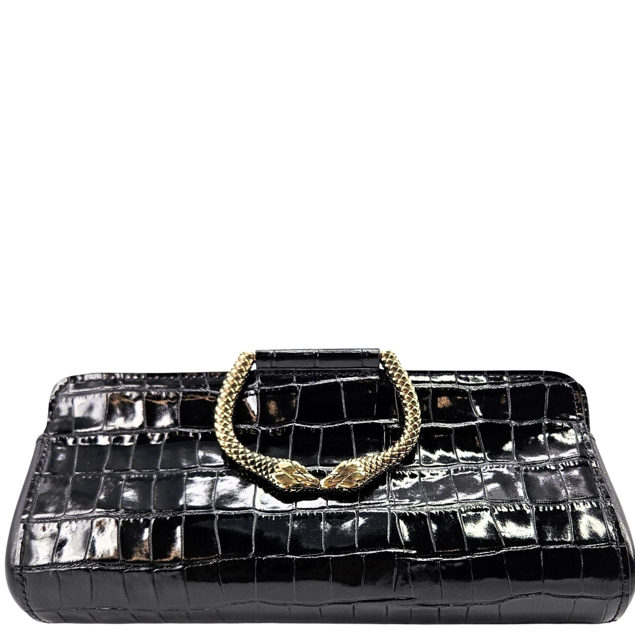 Madison Maison Moc Croc Clutch, Main, color, Black