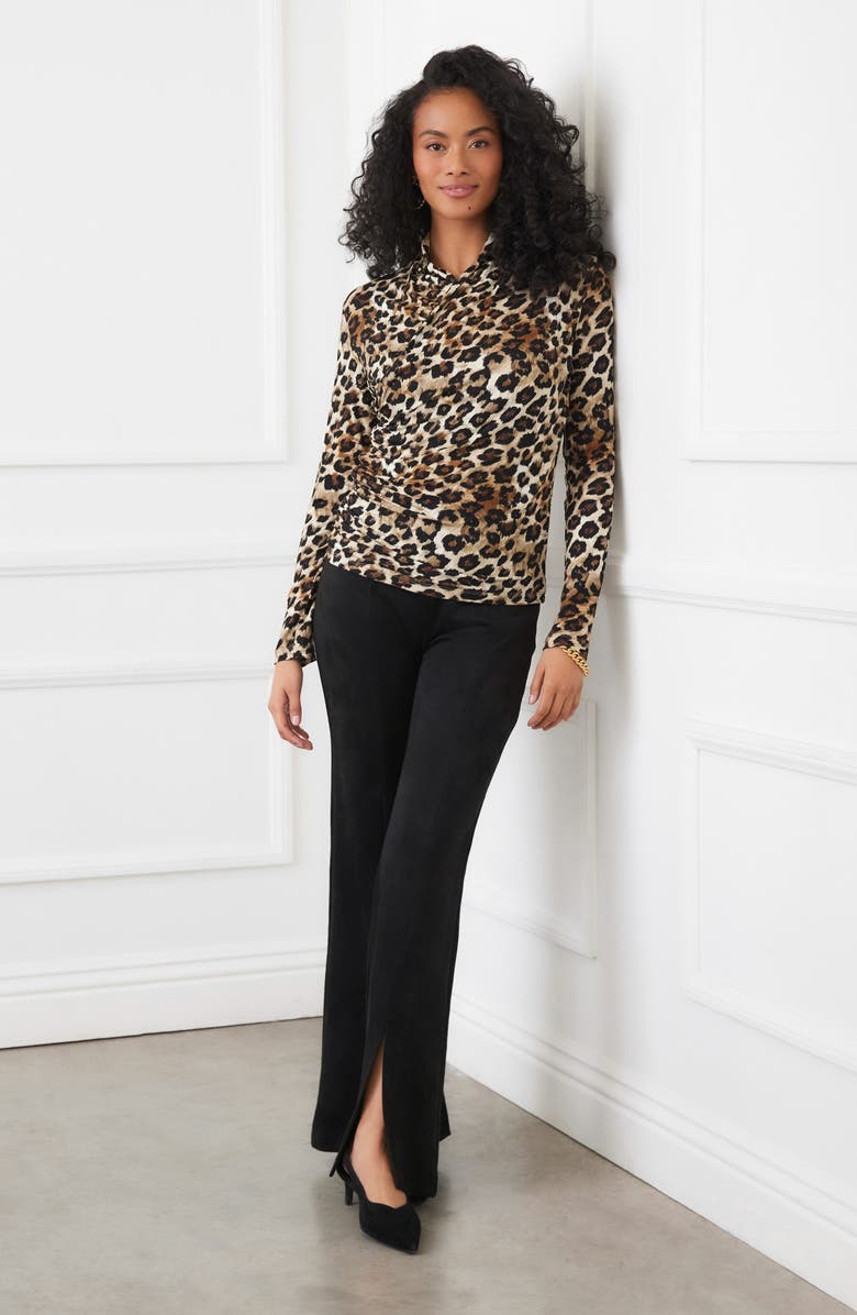 Karen Kane Wrap Front Ruched Top, Alternate, color, Leopard