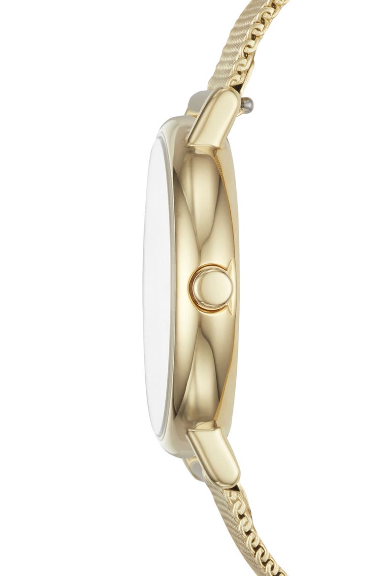 Signatur Slim Mesh Strap Watch, 30mm, Alternate, color, GOLD/ WHITE/ GOLD