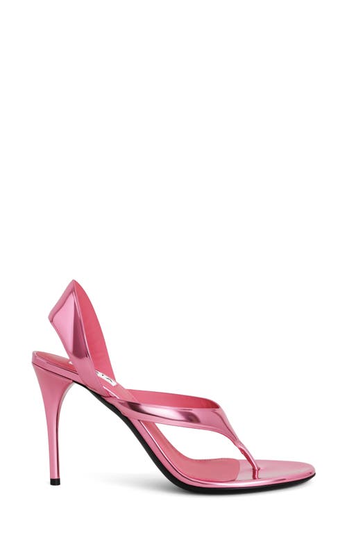 Alaïa Infradito 90 Metallic Leather Sandals In Pink