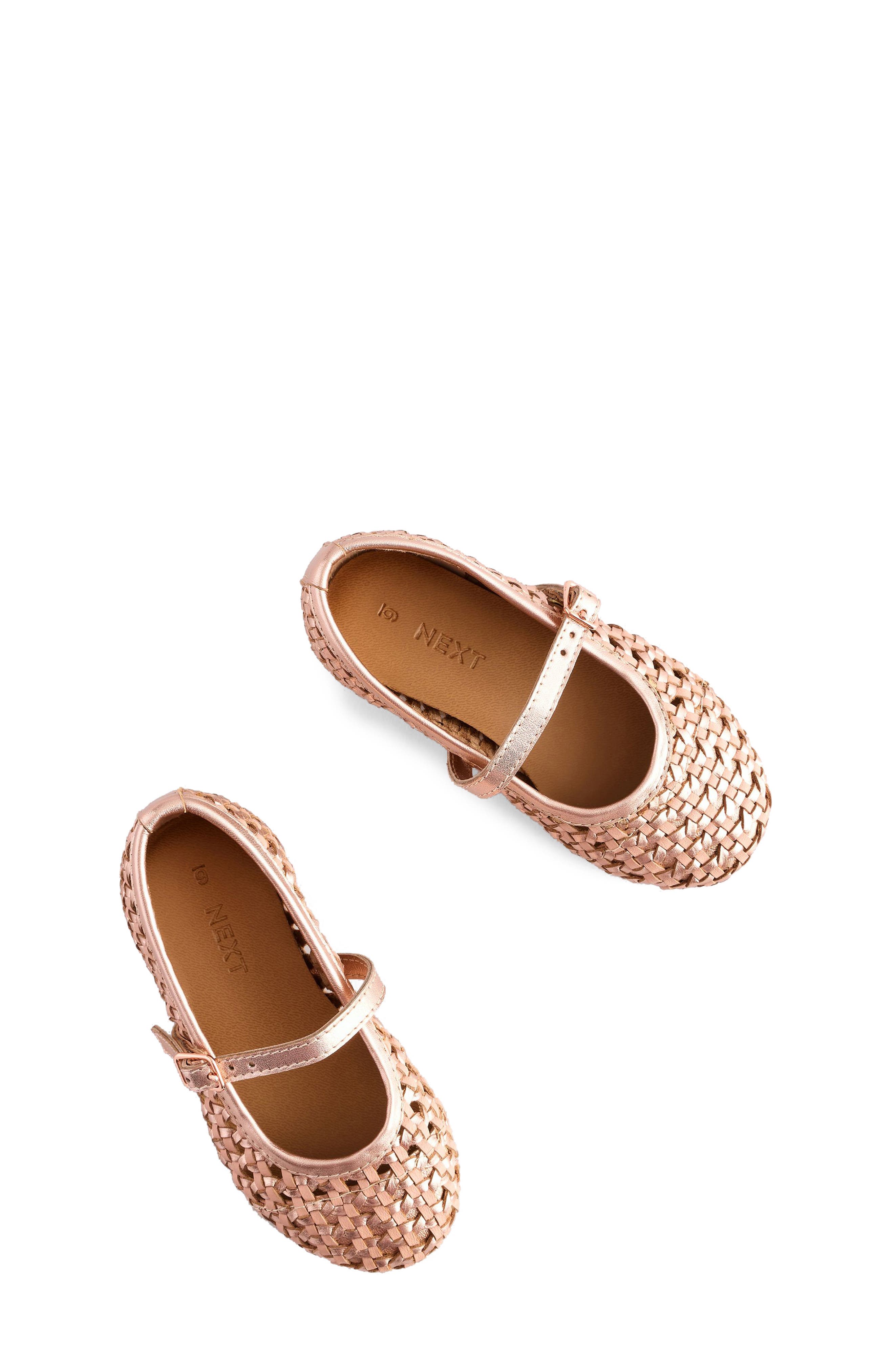 NEXT Kids' Woven Mary Jane Flat, Alternate, color, Rose Gold