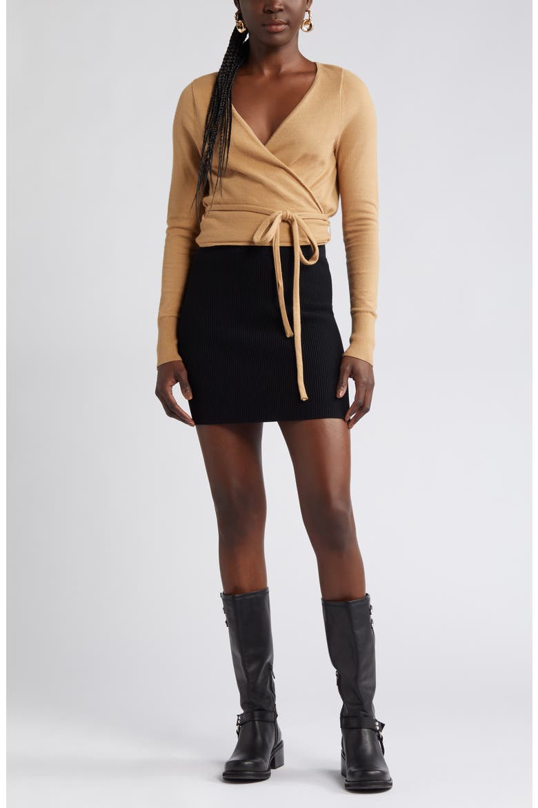 Rib Sweater Skirt, Alternate, color, BLACK