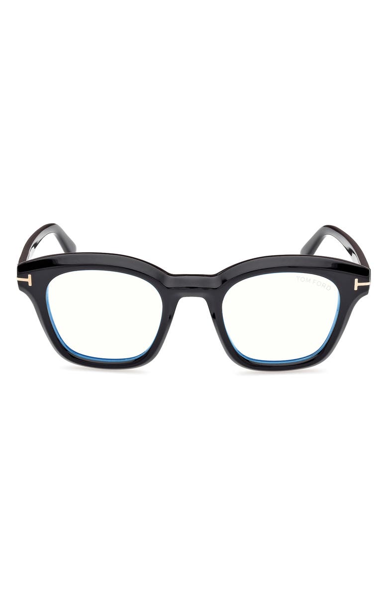 TOM FORD 49mm Square Blue Light Blocking Optical Glasses, Main, color, 