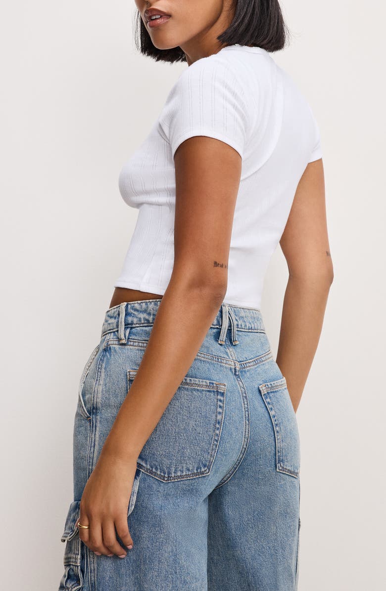 Good American Pointelle Baby Tee, Alternate, color, White001