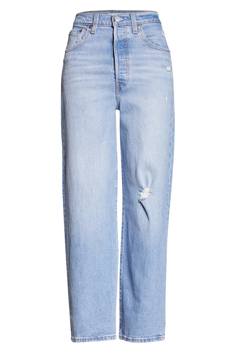 Levi’s® Ribcage Ripped High Waist Ankle Straight Leg Jeans, Alternate, color, SAMBA DONE