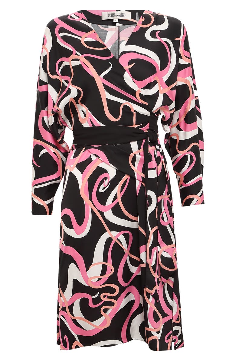 Diane von Furstenberg Mikah Long Sleeve Wrap Dress, Alternate, color, Celebration