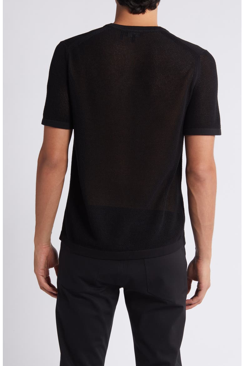 Cairn Open Stitch Cotton Blend Sweater, Alternate, color, BLACK