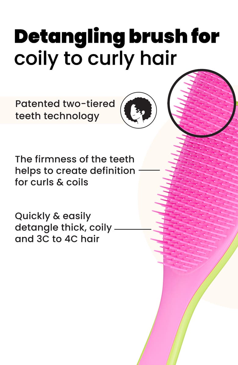 Tangle Teezer Ultimate Detangler Hairbrush for Curly to Coily, Alternate, color, Cyber Lime / Pink