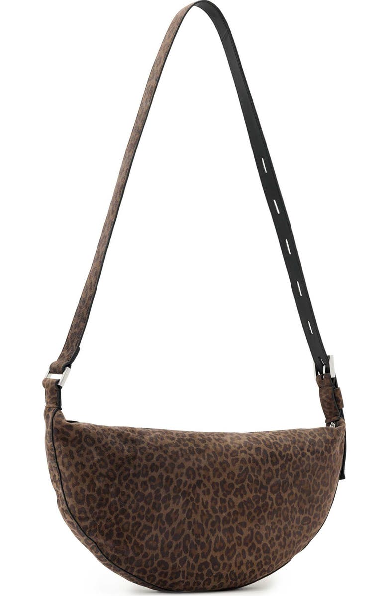 AllSaints Half Moon Leather Shoulder Bag, Alternate, color, Lepoard Brown