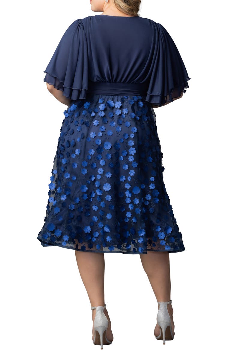 Pretty Petals Flutter Sleeve Cocktail Dress, Alternate, color, NAVY BLOSSOMS
