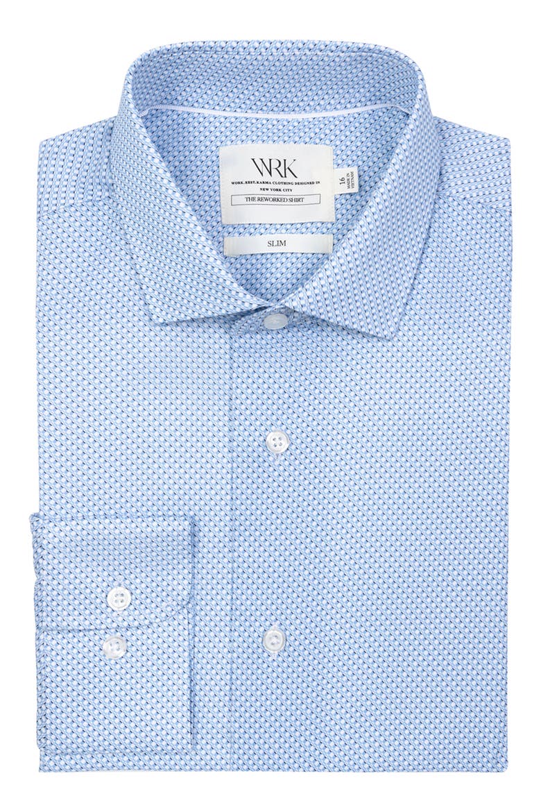 Slim Fit Crisscross Reworked Dress Shirt, Alternate, color, LIGHT BLUE