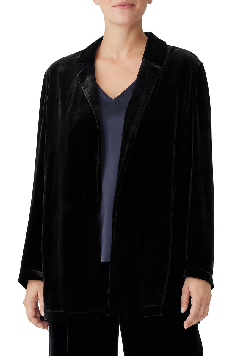Eileen Fisher Longline Velvet Blazer, Main, color, 