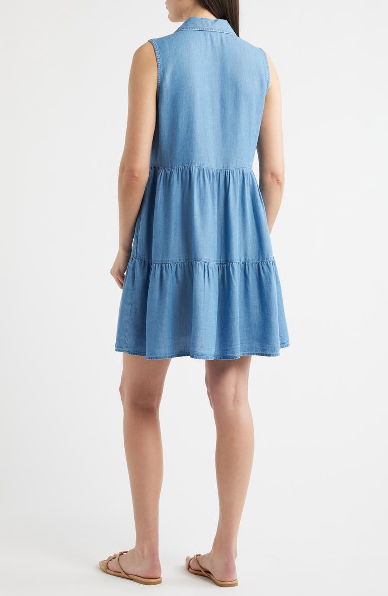 beachlunchlounge Wendy Sleeveless Chambray Shirtdress, Alternate, color, Medium Wash