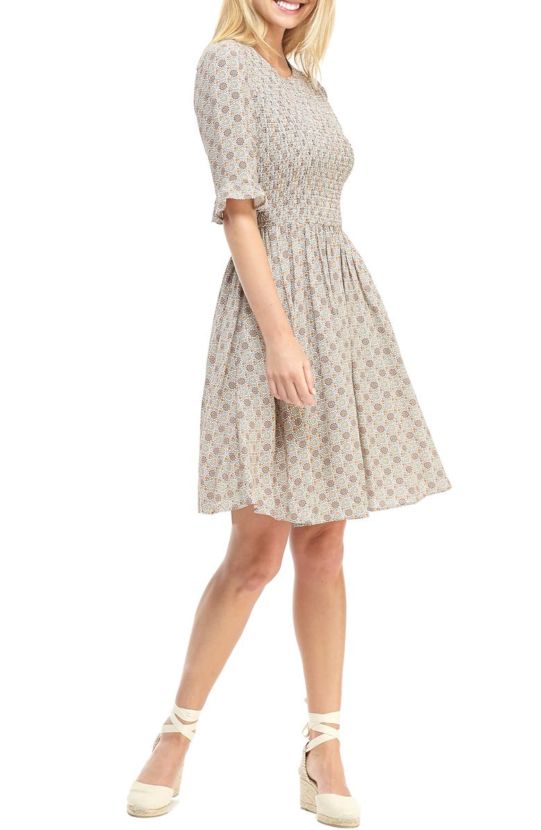 Gal Meets Glam Collection Piper Smocked Bodice Fit & Flare Dress, Alternate, color, 