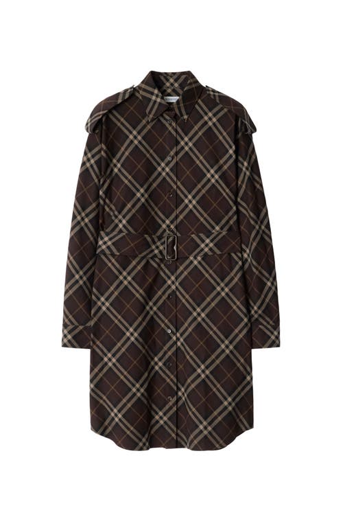 Burberry Check Cotton Flannel Shirt Dress In Brown