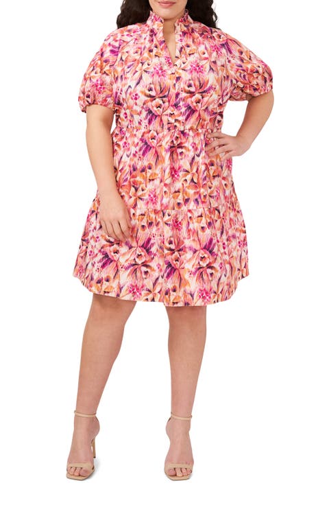 Printed Tiered Dress (Plus)