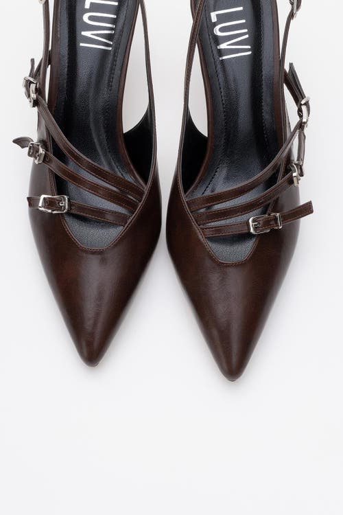 Prologue Shoes Magra Pointed-toe Slingback Stiletto In Brown