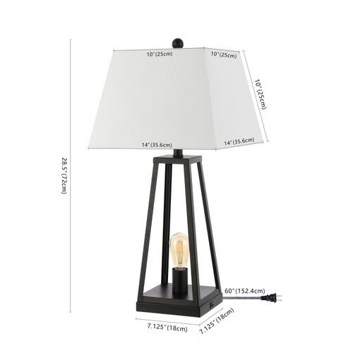 Jonathan Y Waylon 28.5" Classic Industrial Iron Nightlight Led Table Lamp With Usb Charging Port In Black