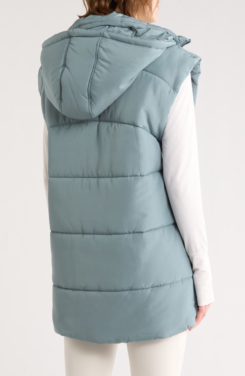 Z by Zella Hooded Long Quilted Vest, Alternate, color, Grey Thunder