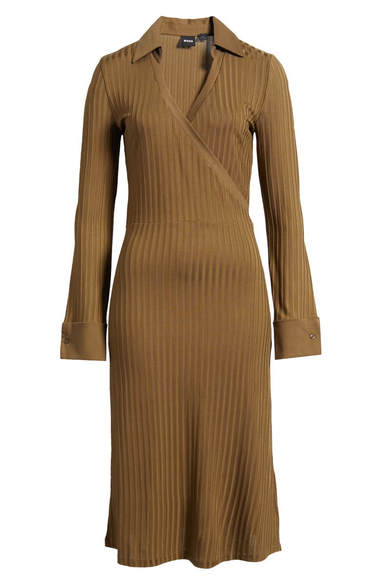BOSS Ellarie Rib Long Sleeve Dress, Alternate, color,