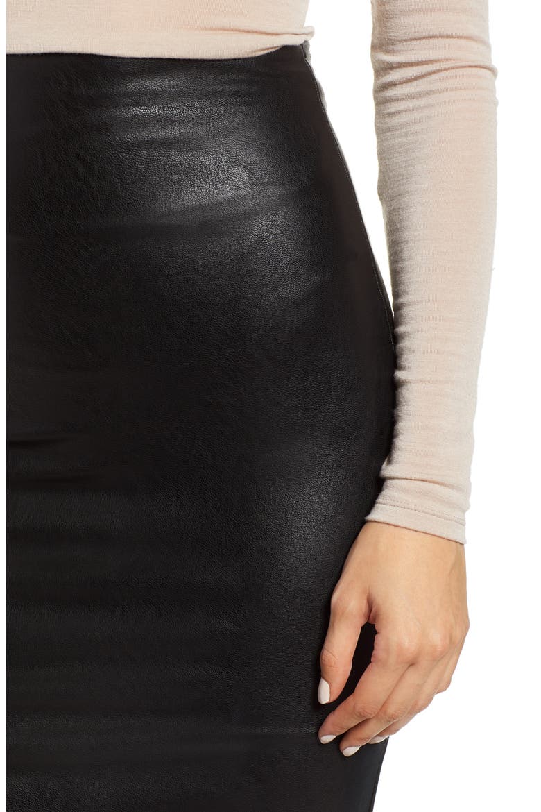 Faux Leather Midi Skirt, Alternate, color, BLACK