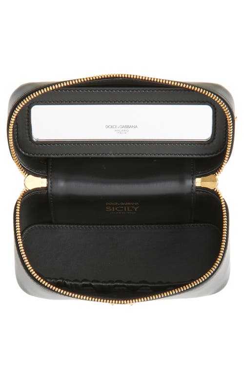 Shop Dolce & Gabbana Dolce&gabbana Sicily Leather Vanity Case Crossbody Bag In 80999 Nero
