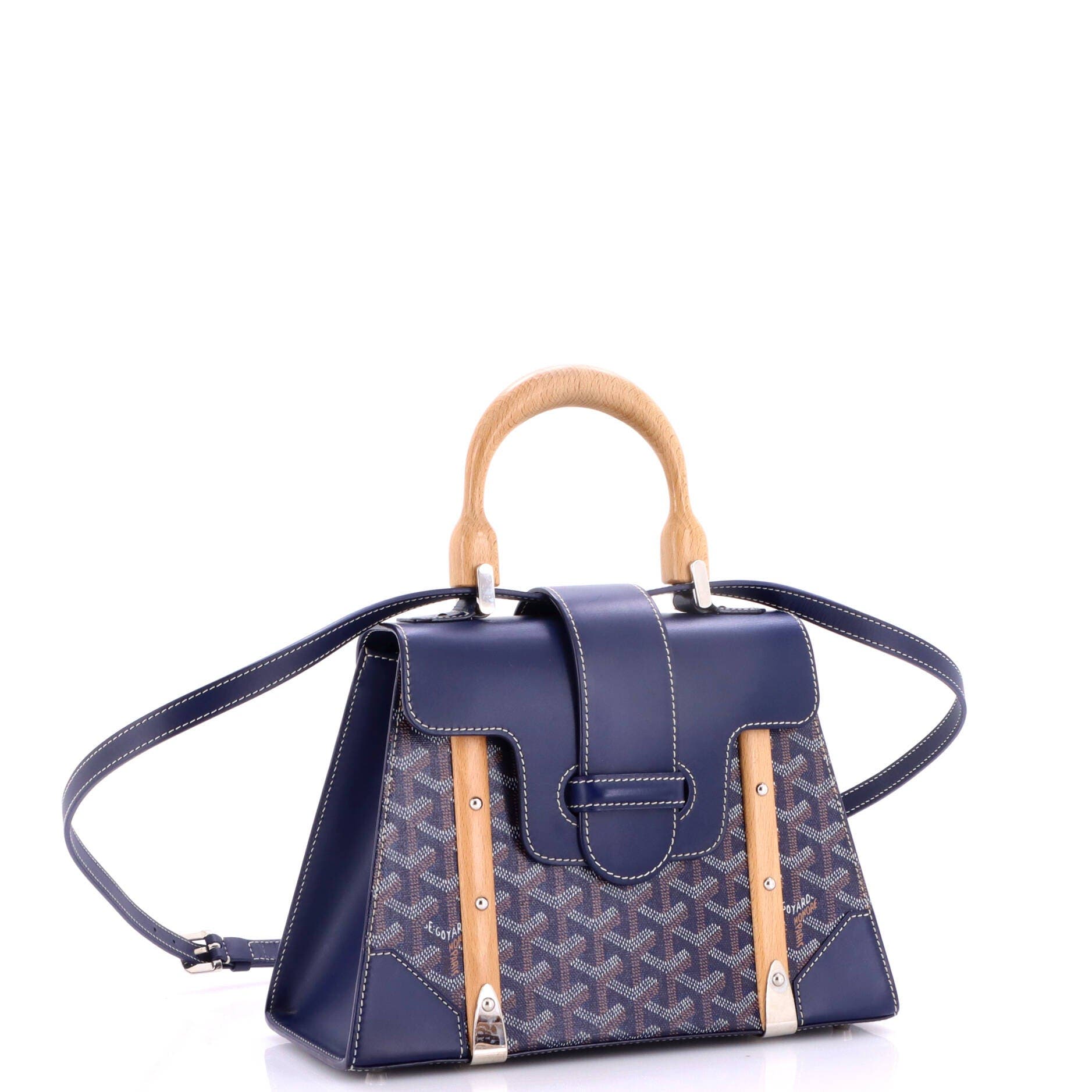 Saigon Top Handle Bag Coated Canvas with Leather PM, Alternate, color, Blue