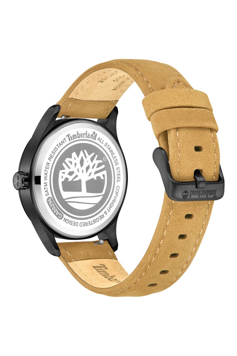 Rambush Leather Strap Watch, 42mm, Alternate, color, TAN