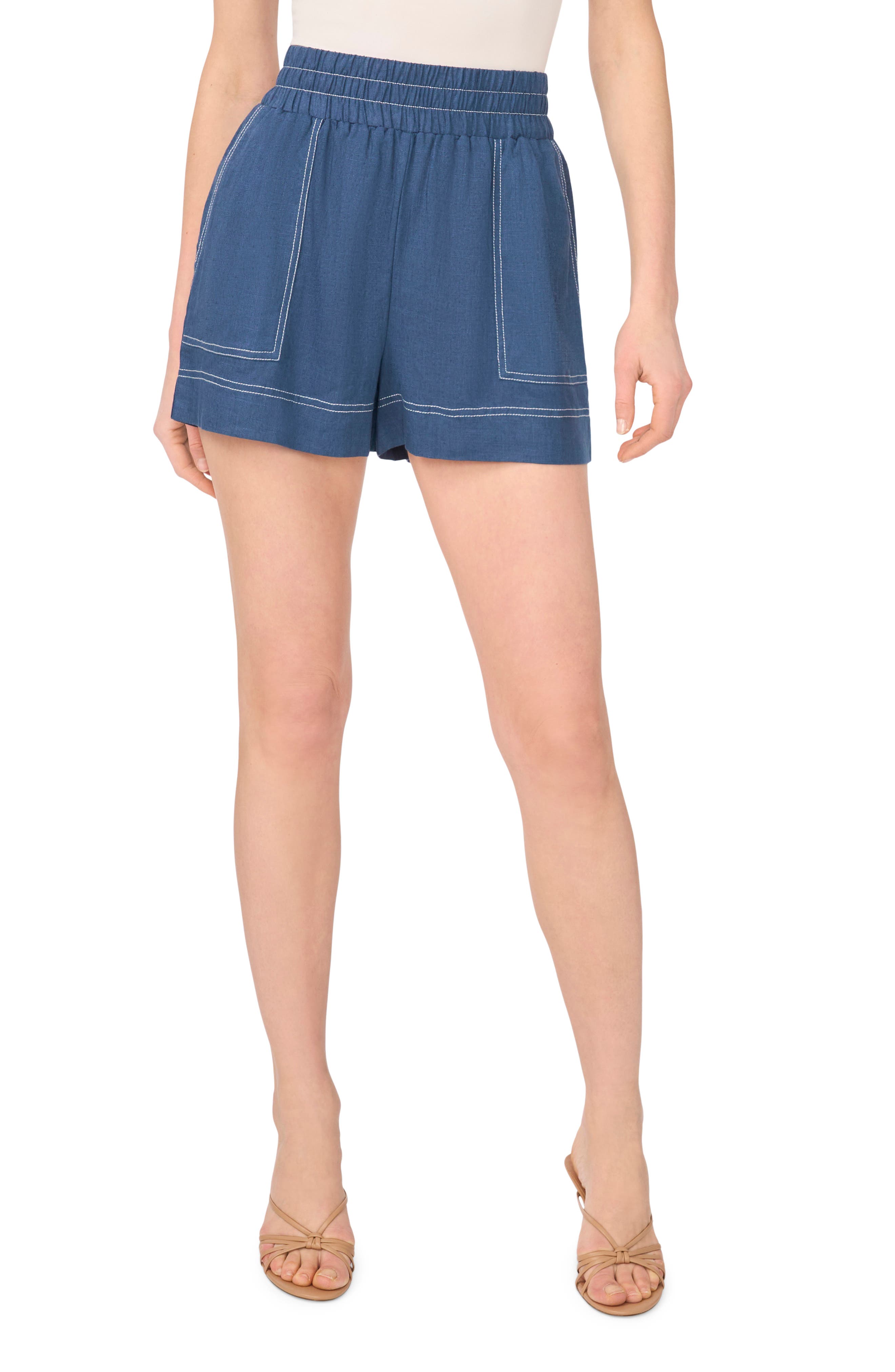 Halogen® Contrast Stitch Pull-On Shorts