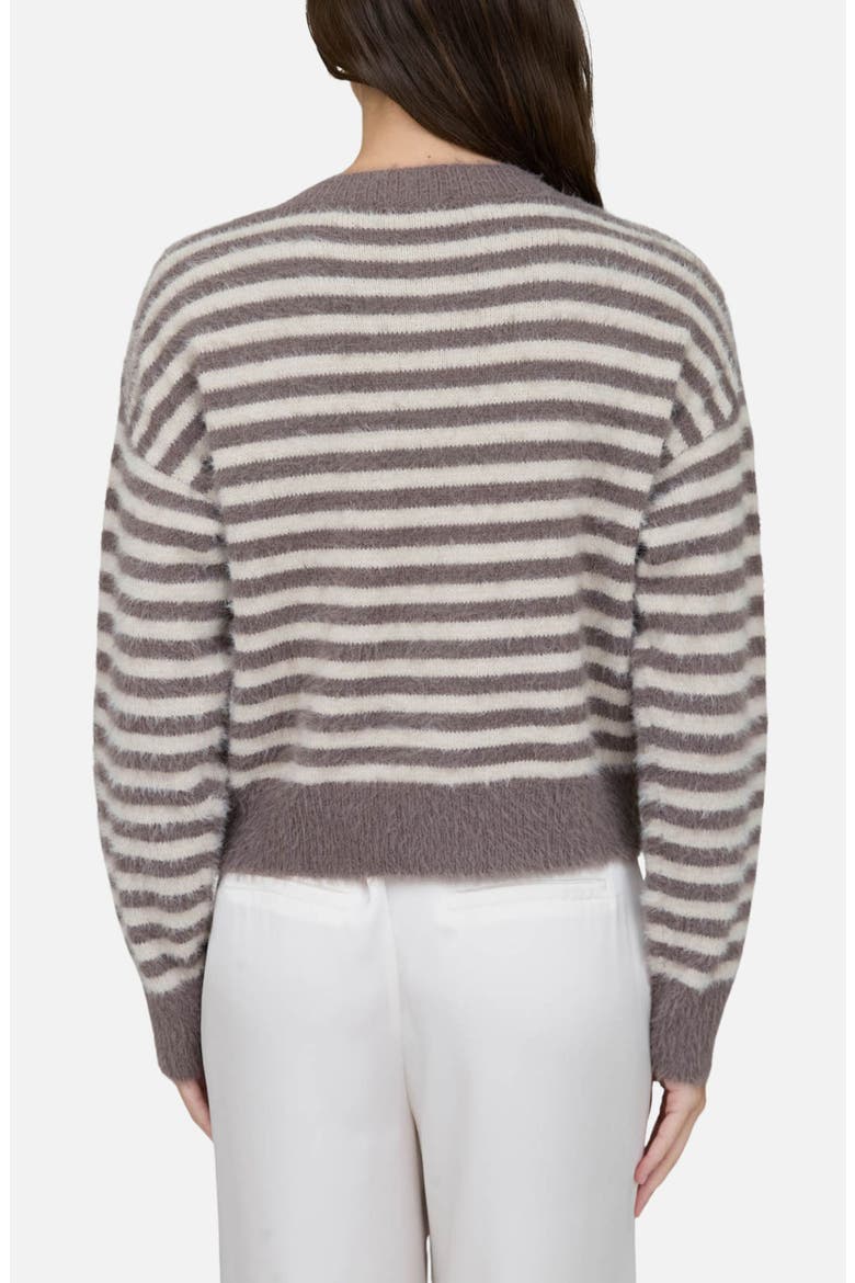 Striped Fuzzy Cardigan, Alternate, color, MOCHA