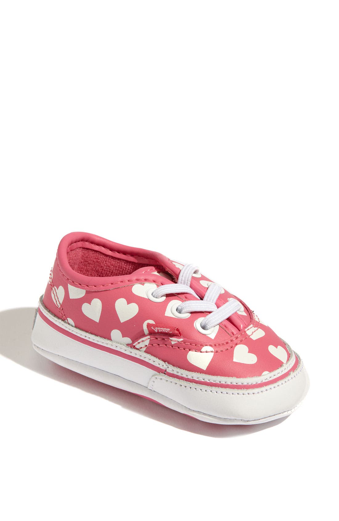 'Authentic' Crib Shoe, Main, color, PINK/ WHITE HEARTS