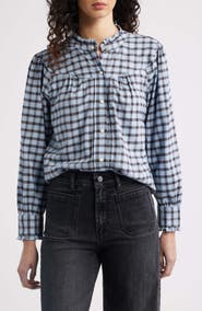 Rails Alanna Ruffle Check Organic Cotton Snap-Up Shirt