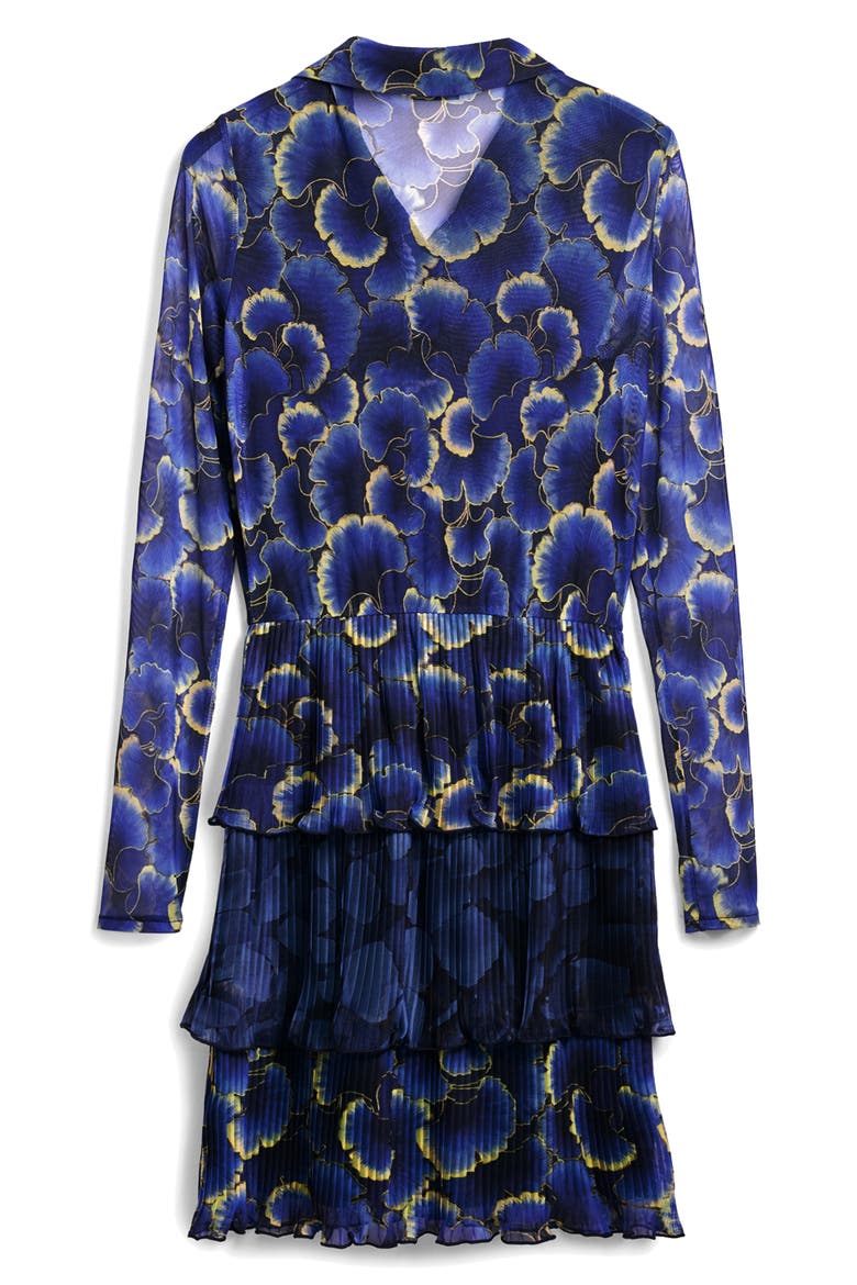 Floral Print Long Sleeve Minidress, Alternate, color, NAVY BLUE