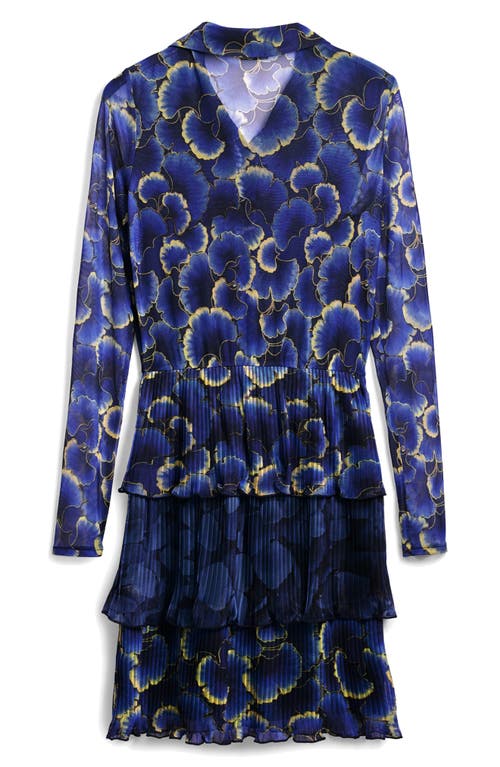 Desigual Floral Print Long Sleeve Minidress In Navy Blue