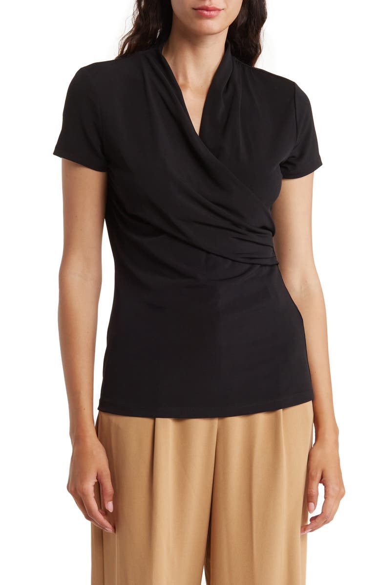 DKNY Cowl Neck Side Ruched Top, Main, color,