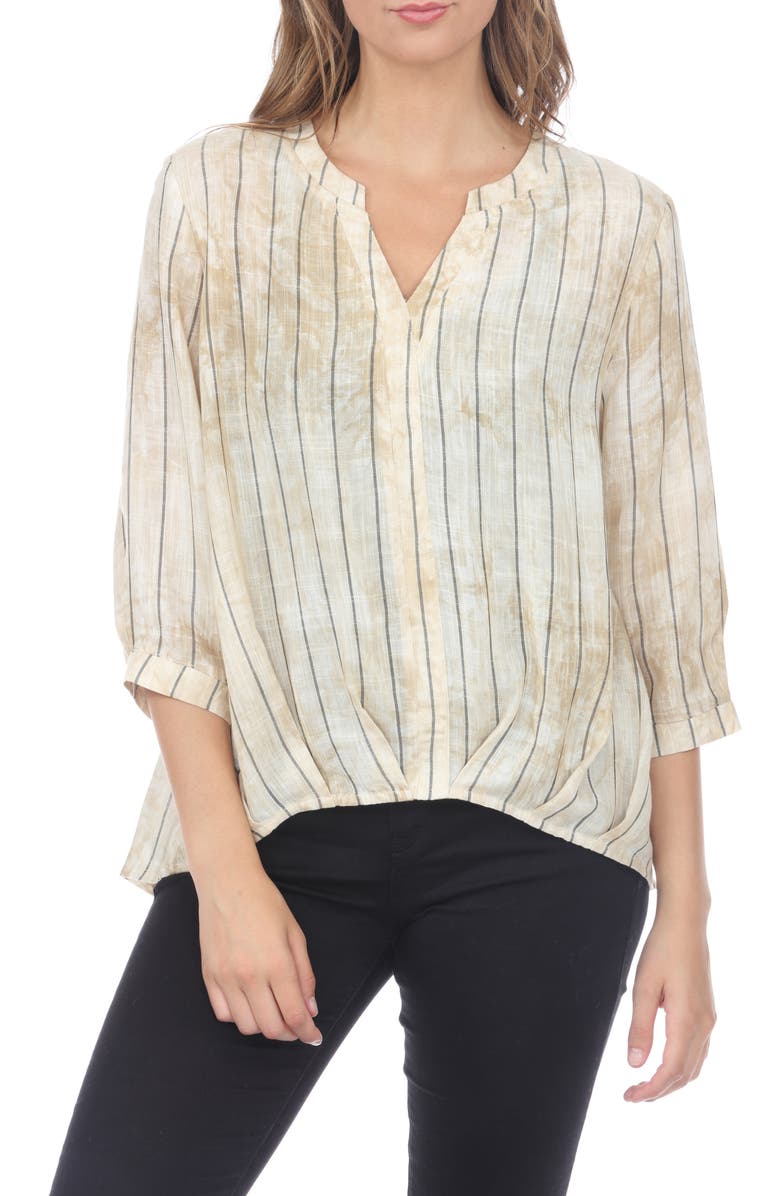 RAIN AND ROSE Striped Tie Dye Top, Main, color, Beige