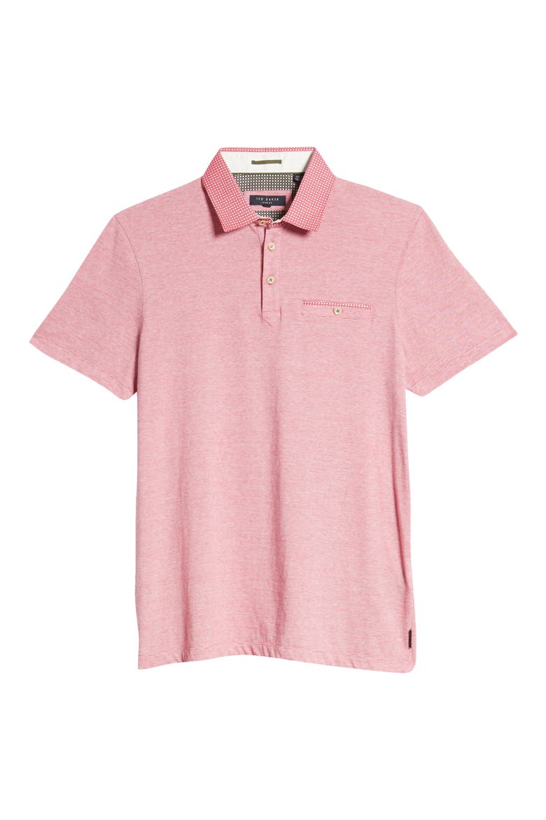 Gwack Slim Fit Pinstripe Pocket Polo, Alternate, color, DEEP PINK
