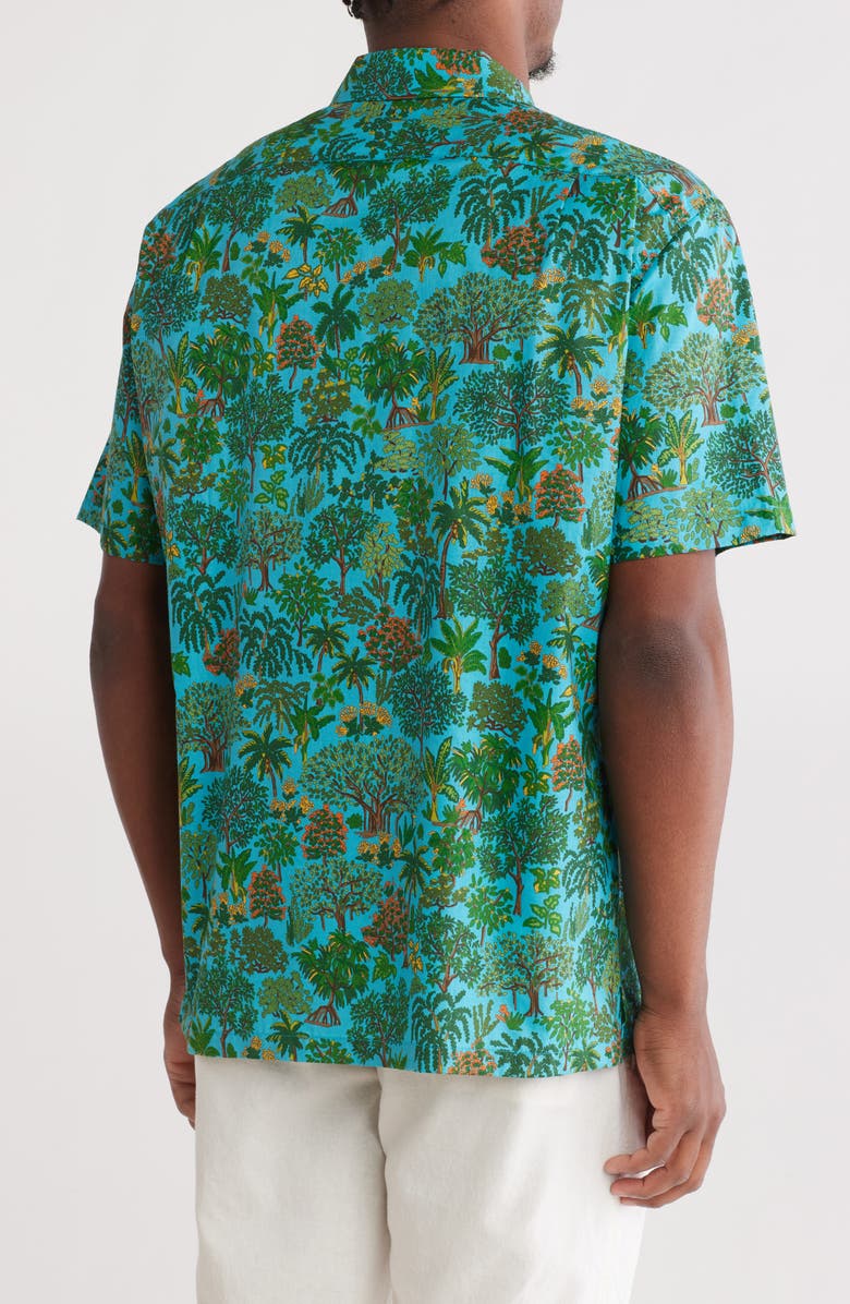 Tori Richard Trees of Hawaii Short Sleeve Button-Up Shirt, Alternate, color, Pacific Blue