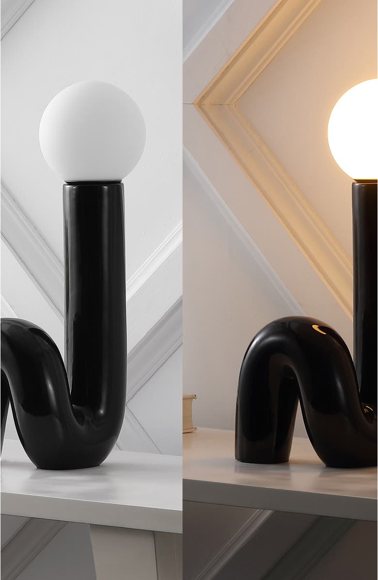 JONATHAN Y Katya 18" Scandinavian Minimalist Ceramic Spiral Tube LED Table Lamp, Alternate, color, Black