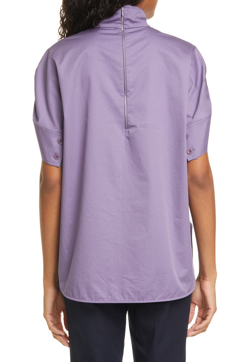 Shirred Sleeve Eco Poplin Top, Alternate, color, GREY PURPLE