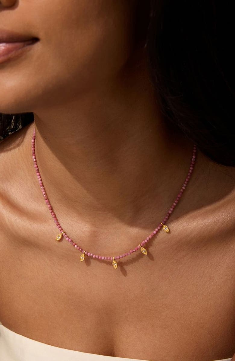 Satya Jewelry Aligned with Love Pink Tourmaline Heart Choker Necklace, Alternate, color, Pink