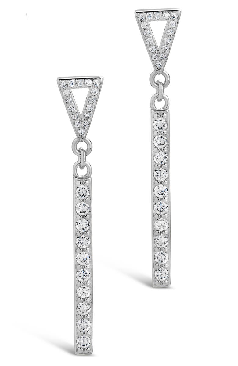 Sterling Forever Kiki Cubic Zirconia Linear Drop Earrings, Alternate, color, Silver